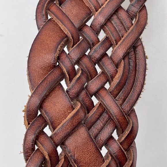 FOSSIL Belt Men’s Large Brown Genuine Leather Braided Waistband Made in China - Picture 6 of 15